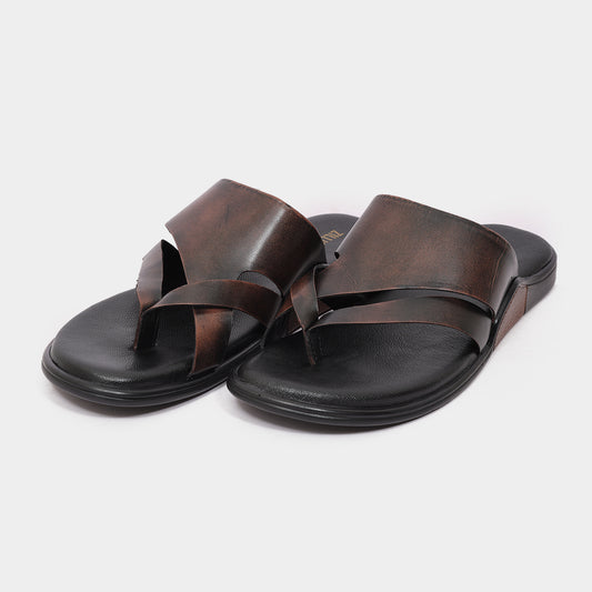 Leather Cross-Strap Chappal for Men