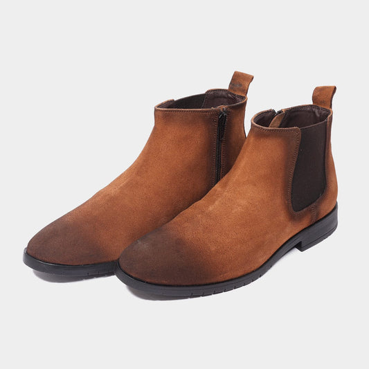 Grosvenor Tan Zip Side Suede Chelsea Boot for Men