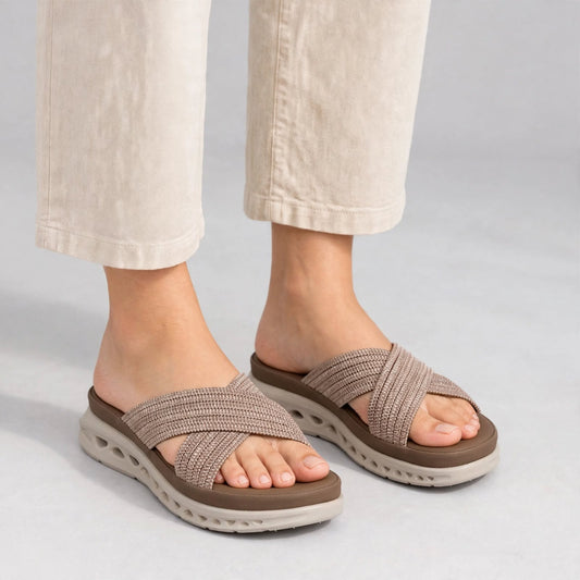 Cross-Strap Slides for Women with Comfort Sole