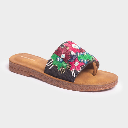 Handwork Flat Sliders for Women β Angle View | Warehouse Footwear