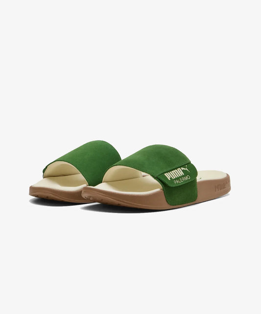Puma LEADCAT 2.0 PALERMO Slider for Men-Green Suede with Cream Footbed