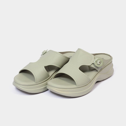 Round Buckle Rubber Slide for Women