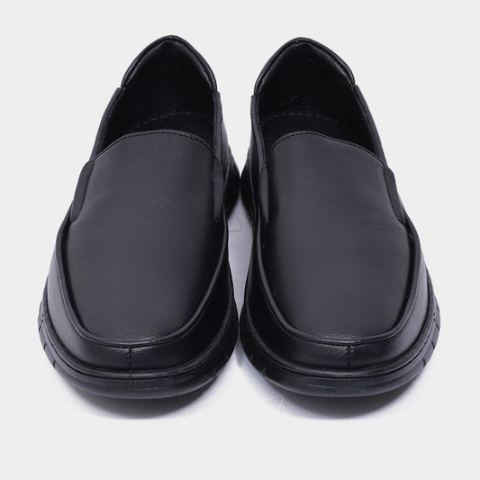 Men's Black Leather Slip-On Loafers β Casual Comfort Shoes