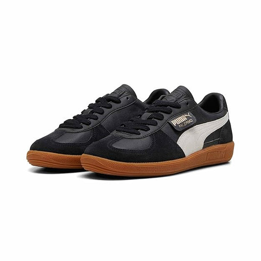 Puma Palermo Sneakers – Black & White with Gum Sole | Men's Retro Low-Top Casual Shoes