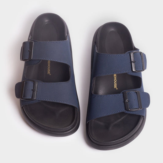 Double Buckle Arch Slider for Men β Back View | Warehouse Footwear