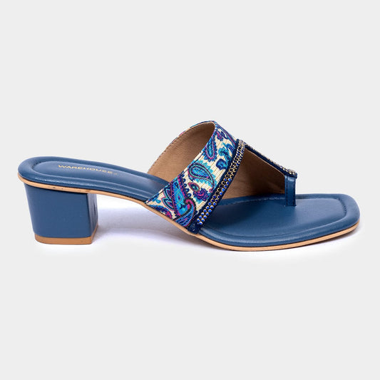 Floral Printed One Toe Block Heels