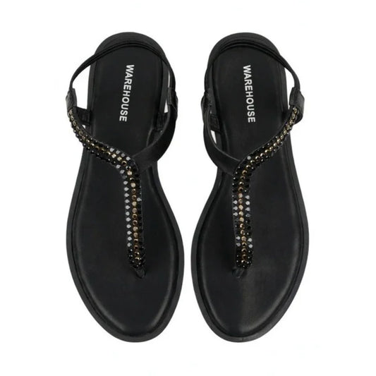 Gleam Embellished T-Strap Flat Sandals 3af