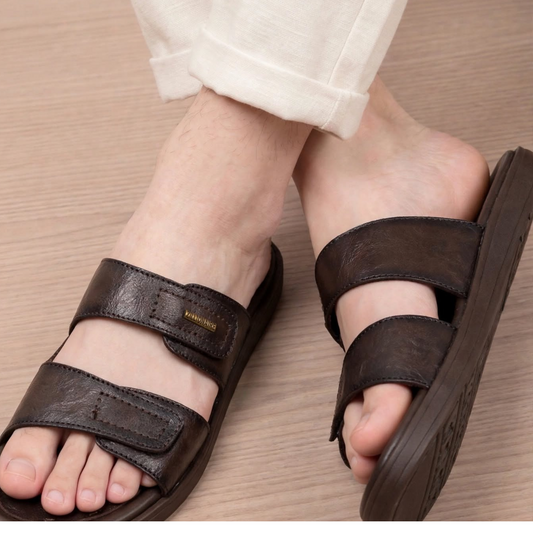 ZILLIONAIRE Men's Double Velcro Premium Comfort Slides