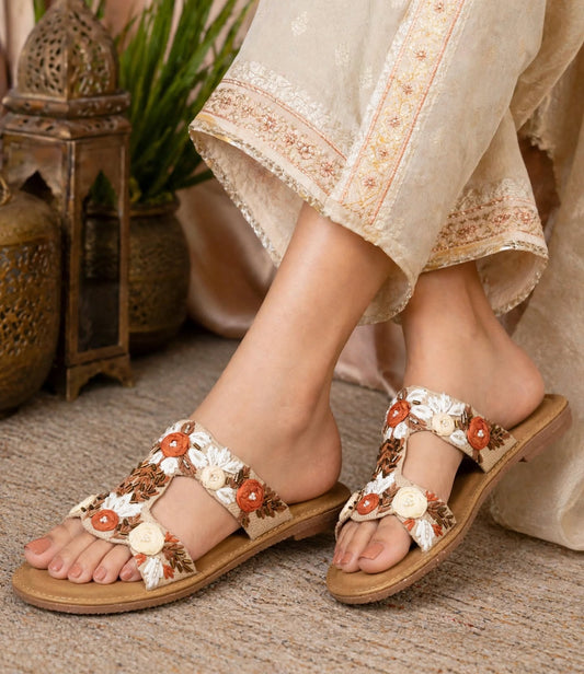 Kadhai Embroidered Slider for Women