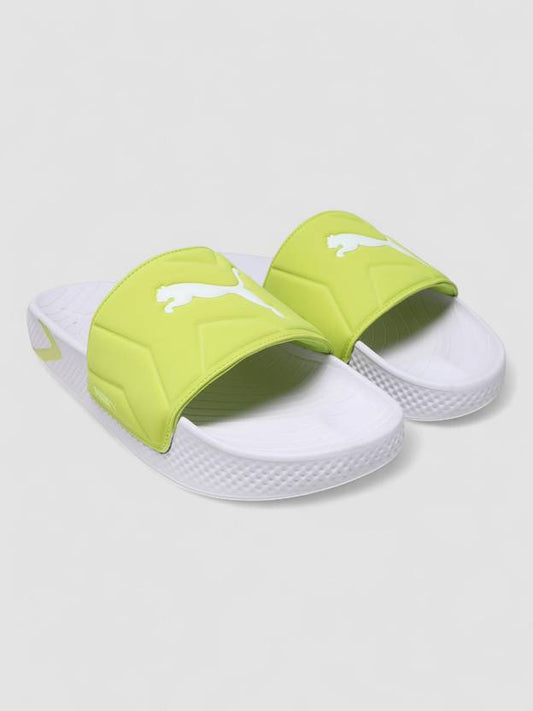 Puma , Men, SoftridePro Leadpuff, White-Lime Pow-Yellow Alert, Slide