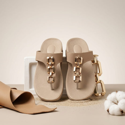 Dusty Gold Chain Casual Chappal for Women