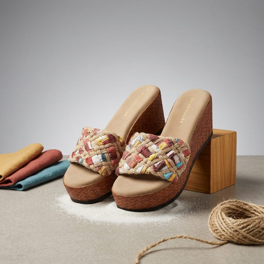 Floriana Tan Canvas Slide Sandal for Women