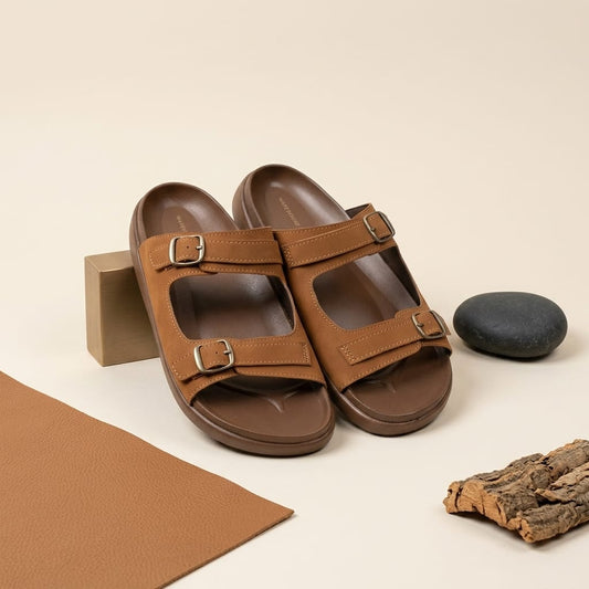Nubuck Dual Buckle Slider for Men