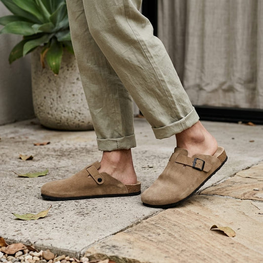 Suede Clogs for Men with Crork Sole
