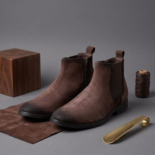 Side Zip Suede Chelsea Boots for Men