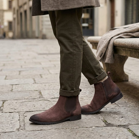 Side Zip Suede Chelsea Boots for Men