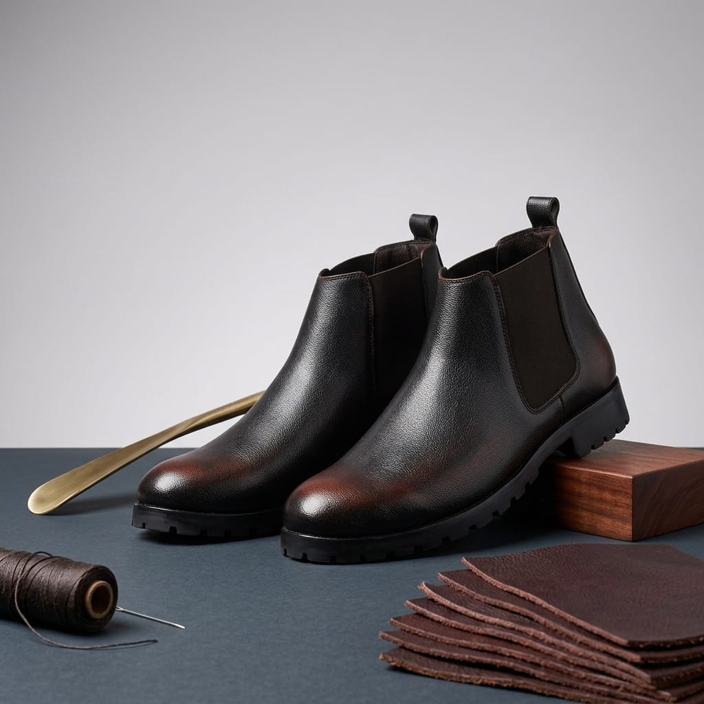 brown mens chunky sole chelsea boots