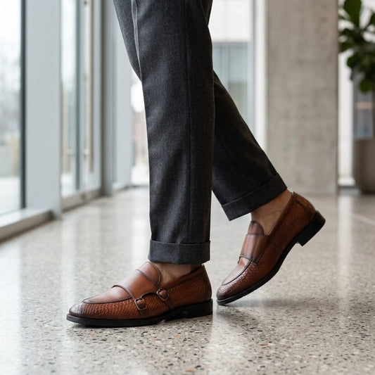 Giovano Moreti Dark Tan Double Monl Strap Loafer for Men