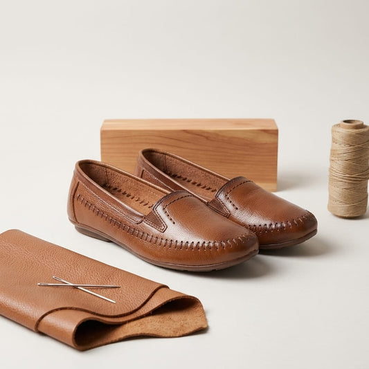 Rust Canvas Round Toe Belly for Women
