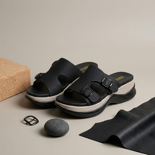 Slip On PU Flat Open Slide for Women