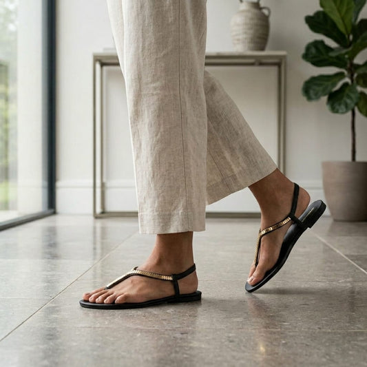 Adjustable Strap Flat Sandal for Women – Side View | Warehouse Footwear