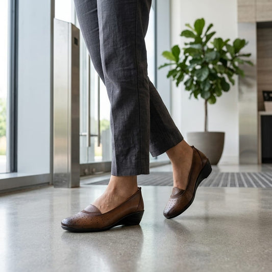 Onyx Olive Leather Slip On Belly for Women