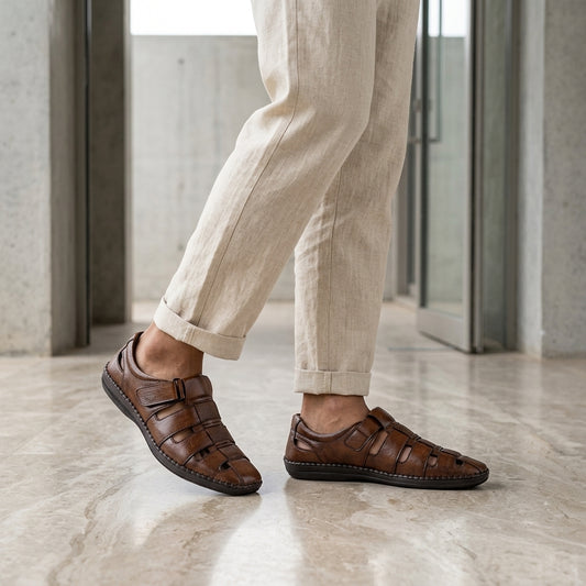 Zillionaire Polished Leather Sandal for Men