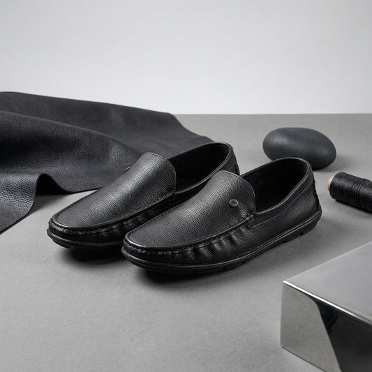 Zillionaire Black Leather Loafer for Men