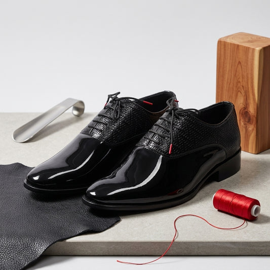 Glossy Lace Up Partywear Shoe for Men