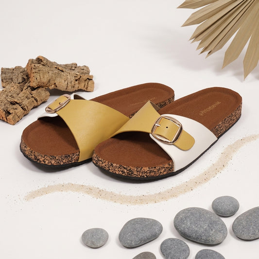 Buckle Slide Sandals for Women | Cork Footbed – Warehouse