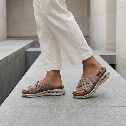 Cross-Strap Slides for Women with Comfort Sole