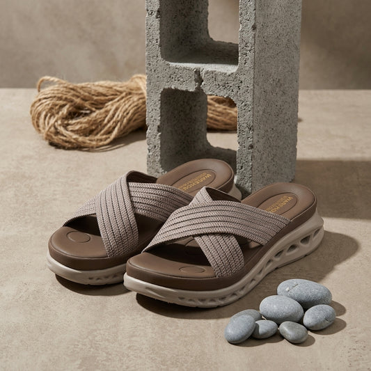Cross-Strap Slides for Women with Comfort Sole