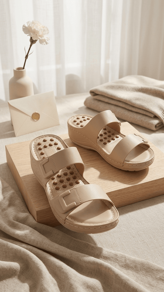 Double Strap Acupressure Wedge Sandals for Women