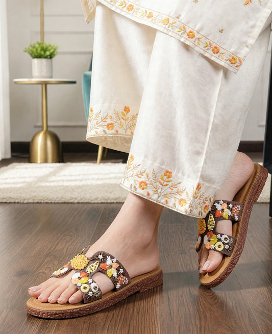 Women's Floral Kadhai Slider