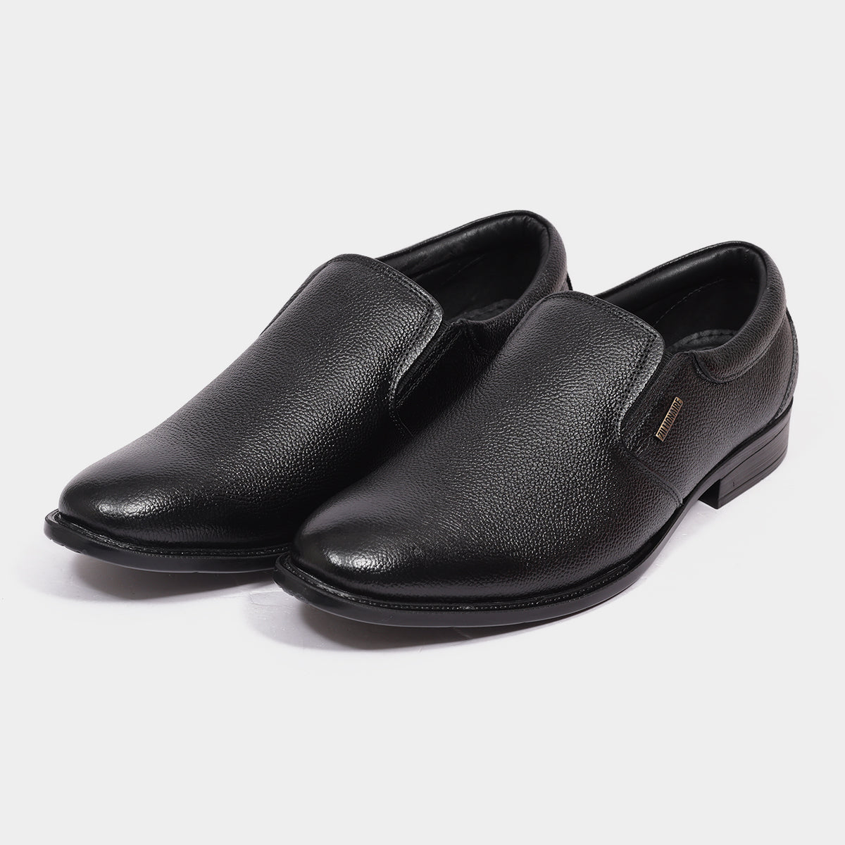 Black Formal Leather Slip-On Shoes for Men