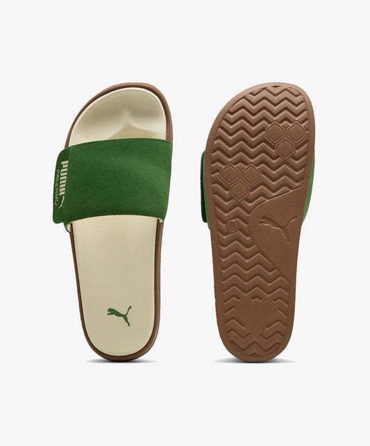 Puma LEADCAT 2.0 PALERMO Slider for Men-Green Suede with Cream Footbed