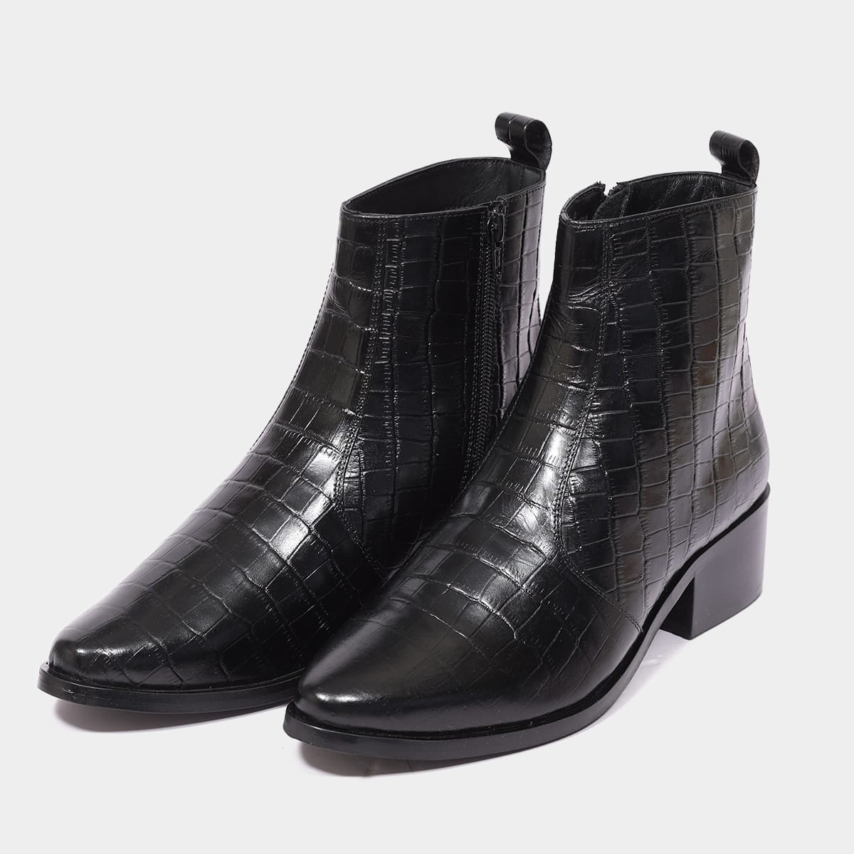 Giovano Moreti Pure Leather Croco Texture Zip-Up High Ankle Chelsea Boots for Men