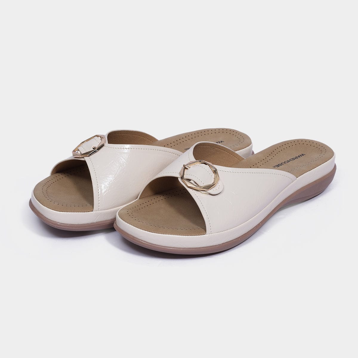 Minimal Golden Buckle Sliders for Women