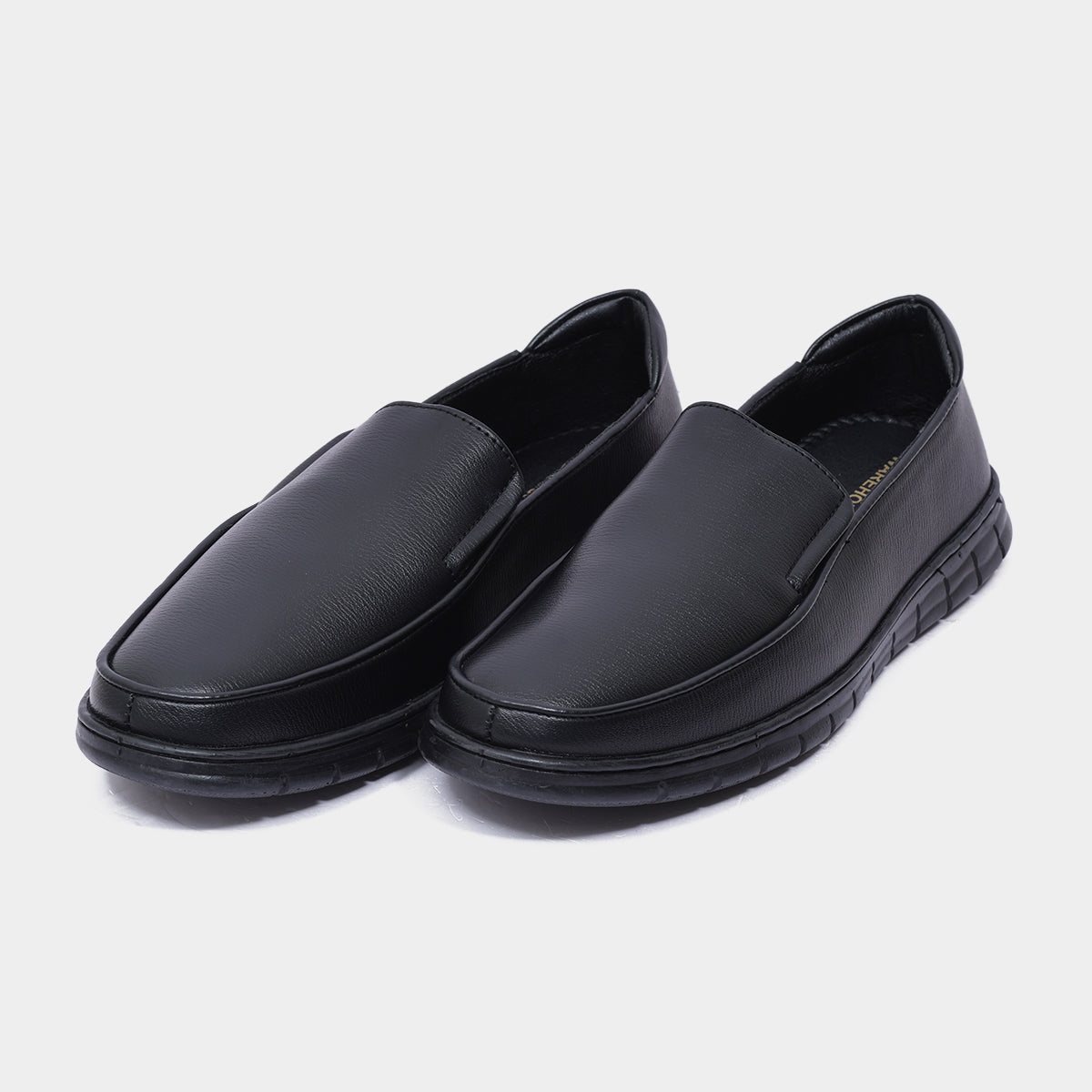 Men's Black Leather Slip-On Loafers – Casual Comfort Shoes