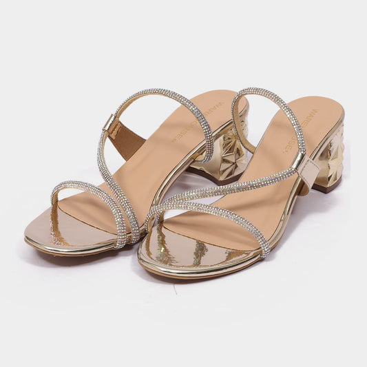 Crystal Strappy Block Heels for Women