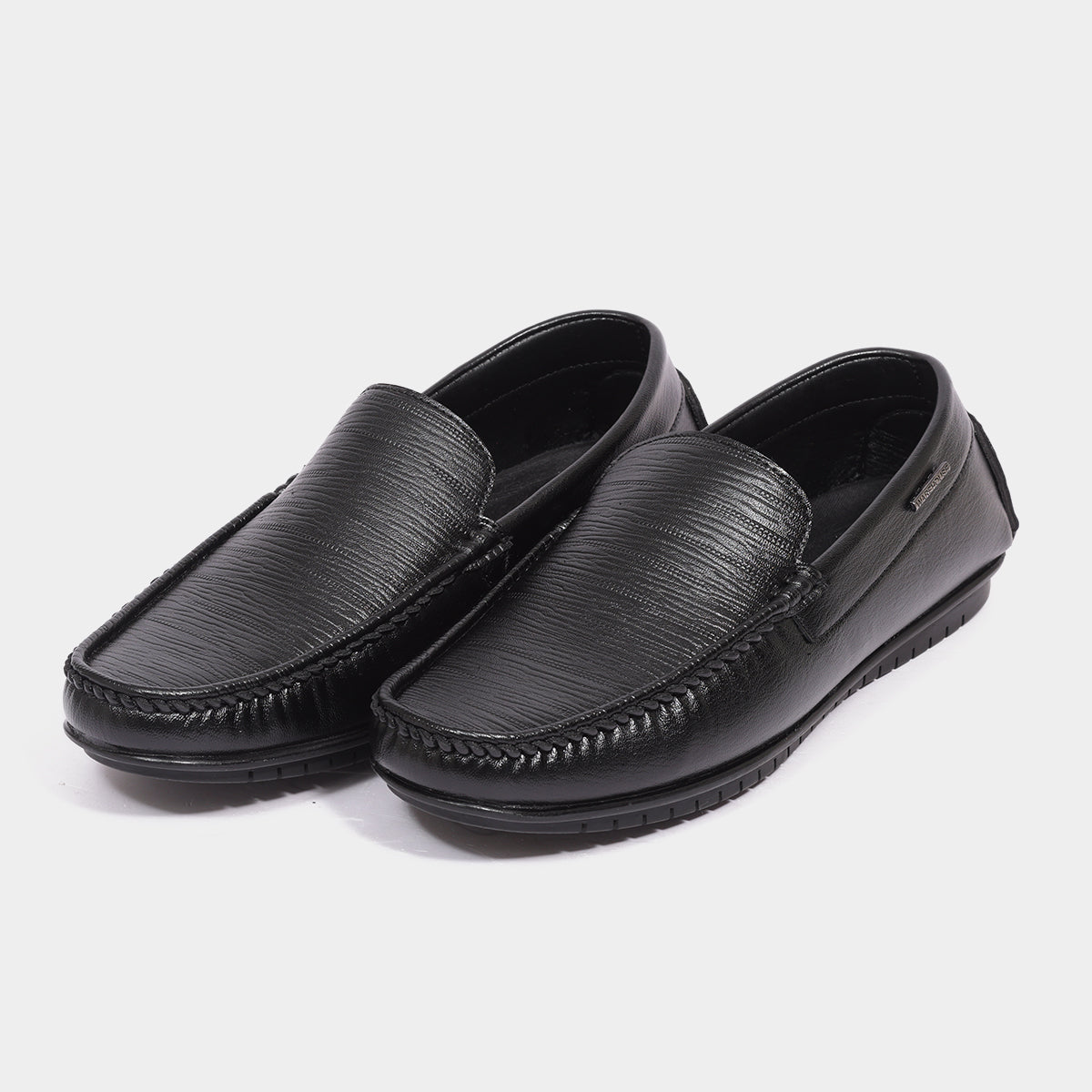 Textured Leather Slip-On Loafers for Men
