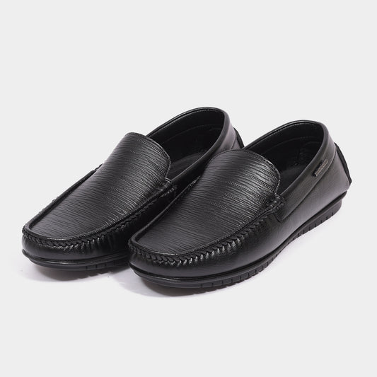 Textured Leather Slip-On Loafers for Men