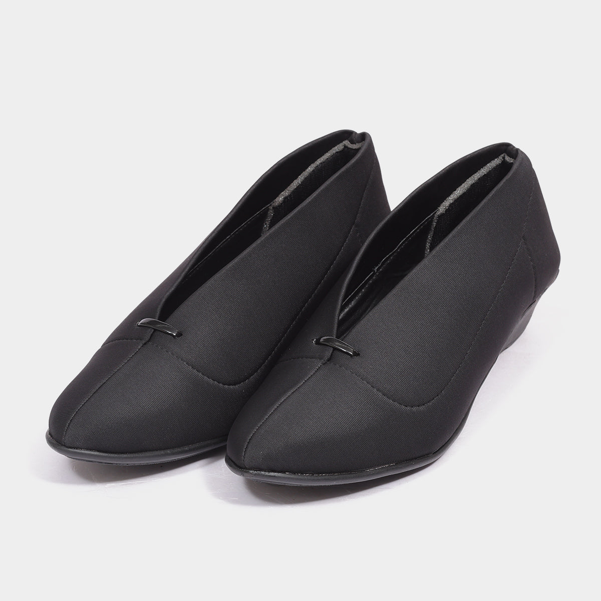 Black Fabric Formal Heel Belly for Women