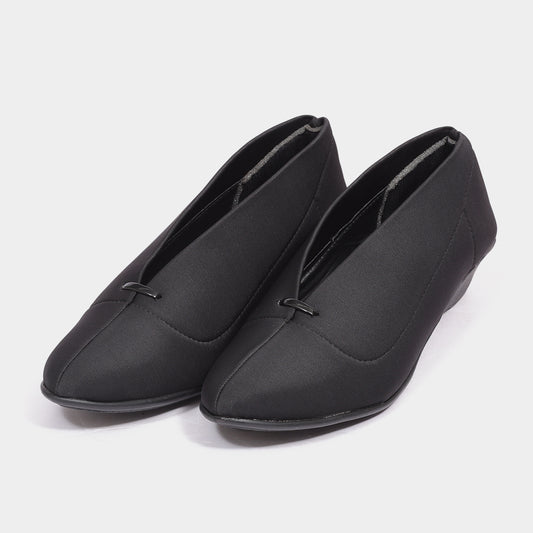 Black Fabric Formal Heel Belly for Women