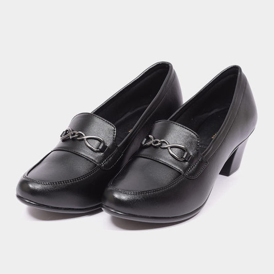 Classic Black Chain Accent Office  Loafer for Women