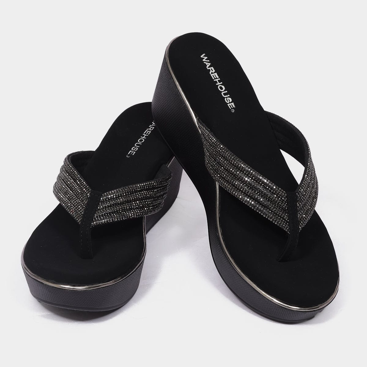 Silver V-strap Wedges for Women