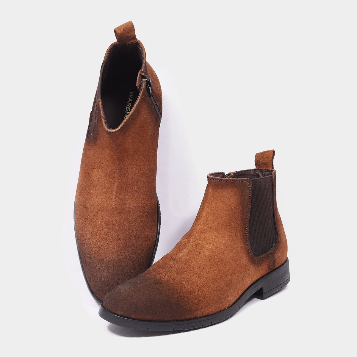 Side Zip Suede Chelsea Boots for Men – Sole View | Warehouse Footwear