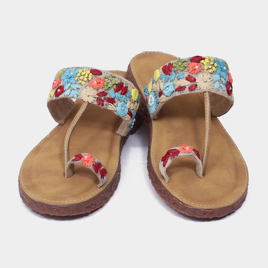 Women's Multicolour Floral Kadhai Toe Ring – Festive Sliders