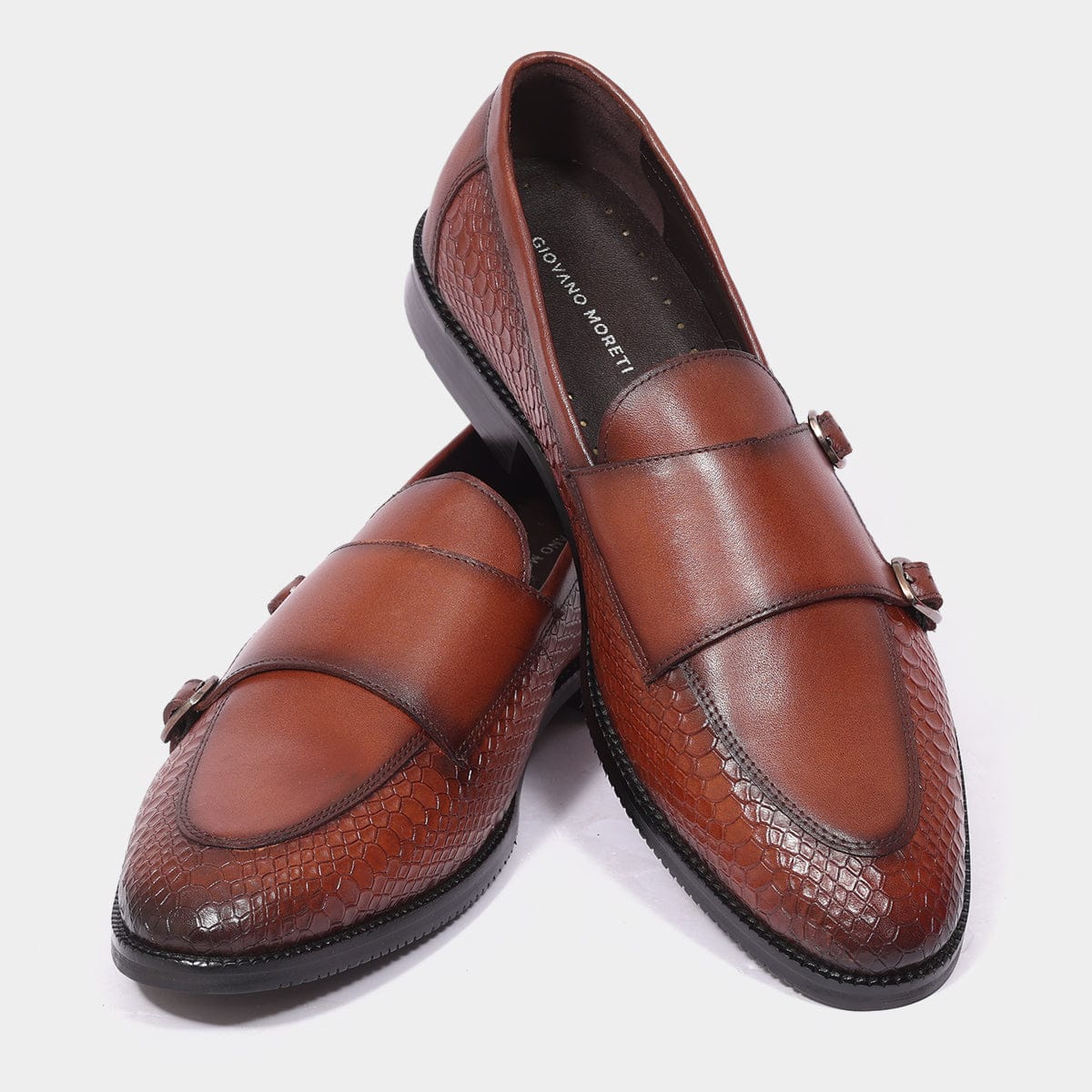 Giovano Moreti Dark Tan Double Monk Strap Loafer for Men
