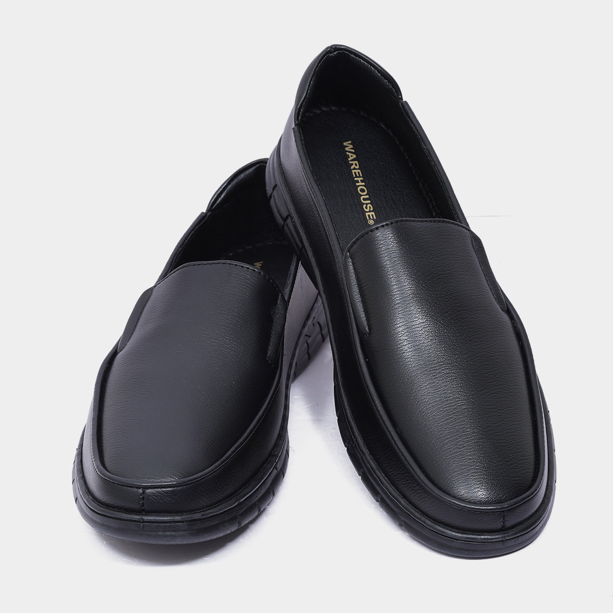 Men's Black Leather Slip-On Loafers – Casual Comfort Shoes